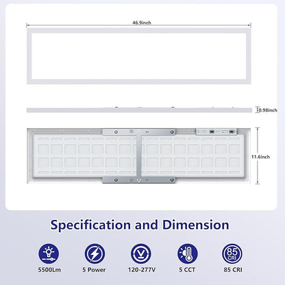AIKVSXER 1x4 Led Flat Panel Light Surface Mount-6 Pack, 50W 5500Lm Dual - Image 6