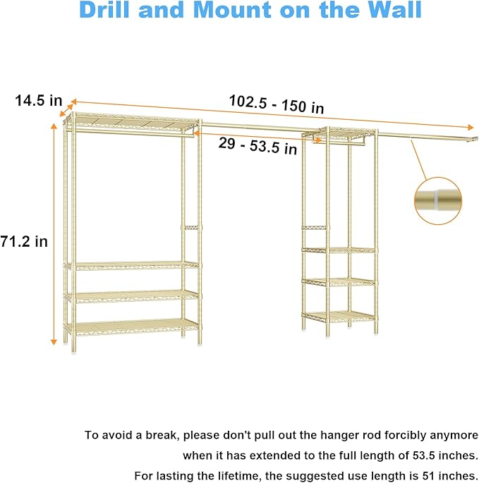Ulif E11 Heavy-Duty Garment Rack, Metal Freestanding Clothes Rack and Closet - Image 7