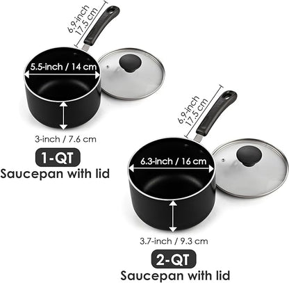 Cook N Home Nonstick Sauce Pan Set 1Qt and 2Qt - Image 2