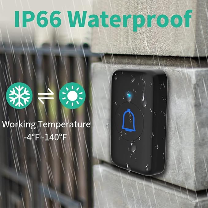Wireless Doorbell Kits with 2 Receivers IP66 Waterproof 1000ft Range Door Bell - Image 2