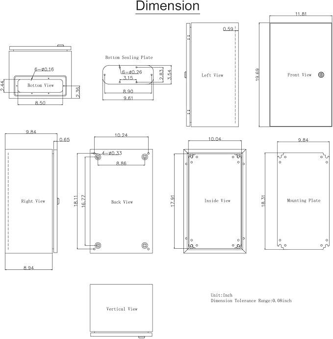 VEVOR NEMA Steel Enclosure, IP66 Waterproof & Dustproof, Outdoor/Indoor - Image 9