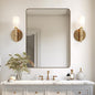 Andy Star Gold Bathroom Mirror, 22x30'' Brushed Brass Metal Frame Rounded by ANDYSTAR