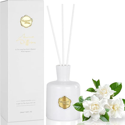 XEPTLE Reed Diffuser Set, 7.04 oz Creamy Gardenia Scent Diffuser by XEPTLE