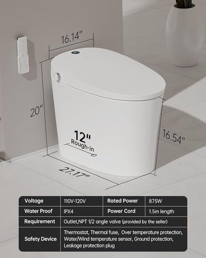 EPLO Smart Toilet Bidet with Auto Open Close, Foam Shield, 1000G MaP Flush Score - Image 7