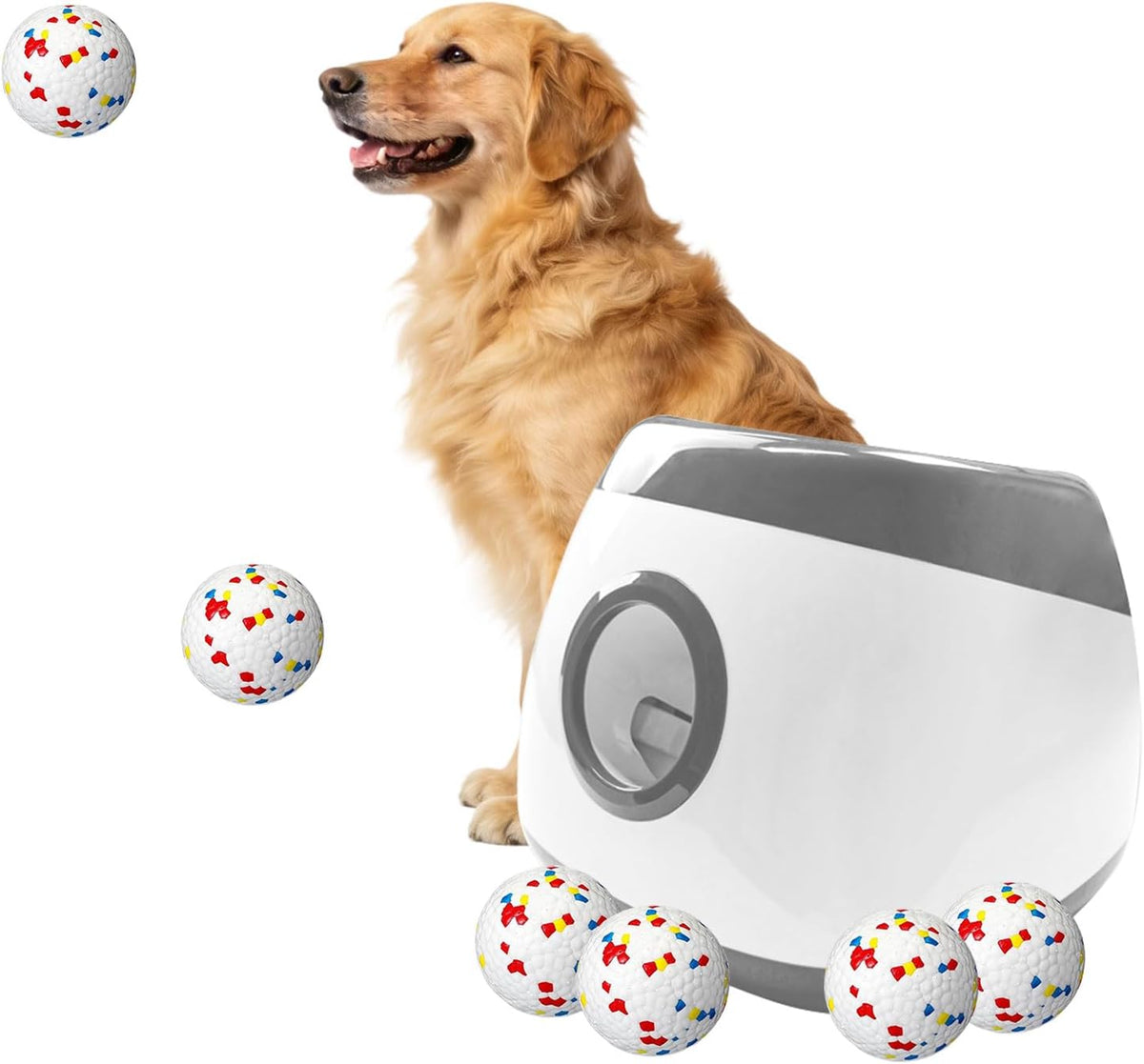 automatic dog ball launcher, 6 etpu balls, adjustable, main product view
