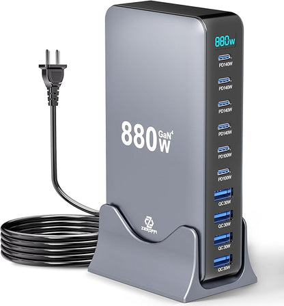 Zeroffi 880W USB C Charger Block, 10-Port USB Fast Charging Station Hub by HOME