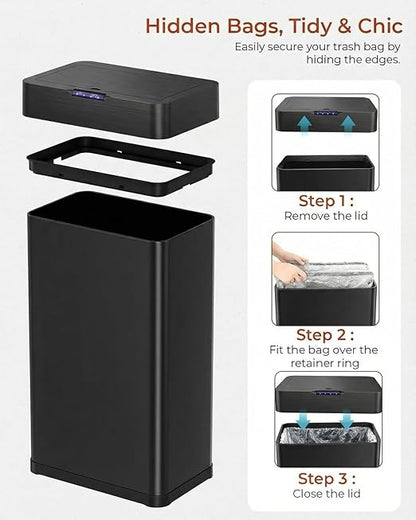 TLSUNNY 16 Gallon Motion Sensor Trash Can, Touchless Automatic Garbage Can - Image 6