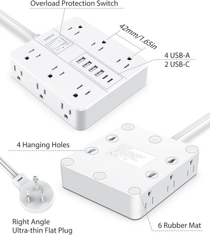 Surge Protector Power Strip 15 Ft Extension Cord, 12 Widely Spaced Outlets 6 - Image 7