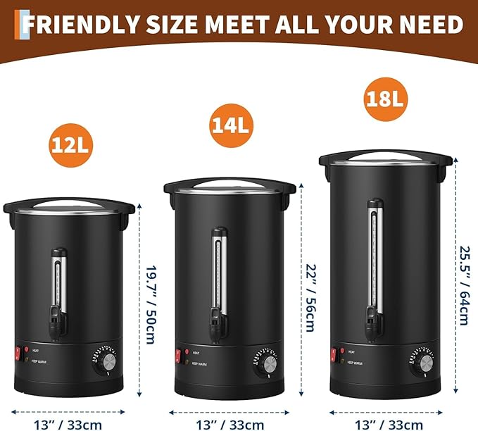120 Cup Commercial Coffee Urn - 18L/4.8Gal Stainless Steel Electric Coffee Maker - Image 8