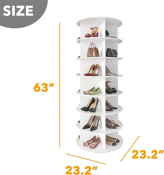 SpaceAid 7 Tier Rotating Shoe Rack Tower, Spinning Shoe Display Lazy Susan - Image 2