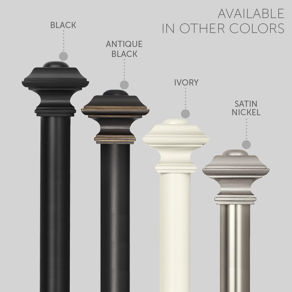 Ivilon Drapery Treatment Window Curtain Rod - Square Design 1 1/8 Rod. 48 to 86 Inch. Satin Nickel