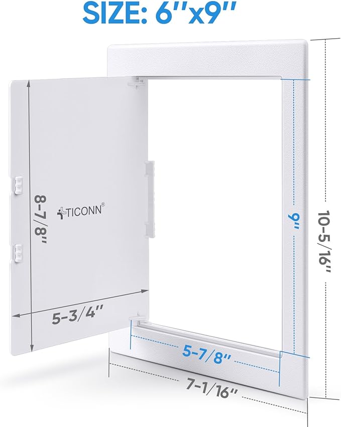 TICONN Access Panel for Drywall, 6 x 9 Inch ABS Plastic Wall Hole Cover Access - Image 2