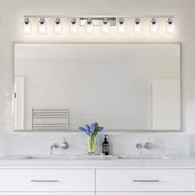 DIKAIDA Brushed Nickel Bathroom Vanity Light, 10-Light Vanity Lights - Image 2