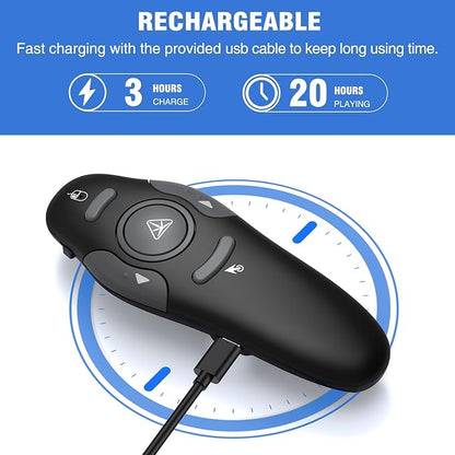 Air Mouse Clicker for Powerpoint Presentations, Rechargeable Wireless Presenter - Image 4