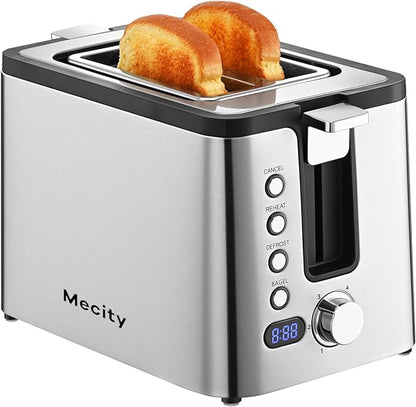 Mecity Toaster 2 Slice Stainless Steel Body, Cancel Functions, Warming Rack by Mecity