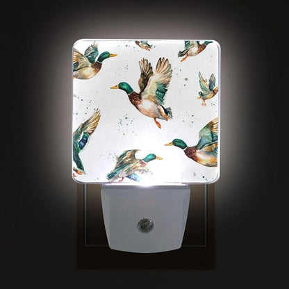 Pigsaly Led Night Light Watercolor Flying Mallard Ducks Night Light Plug in - Image 4