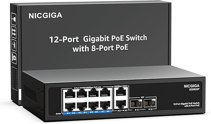 12 Port Gigabit PoE Switch Unmanaged by NICGIGA