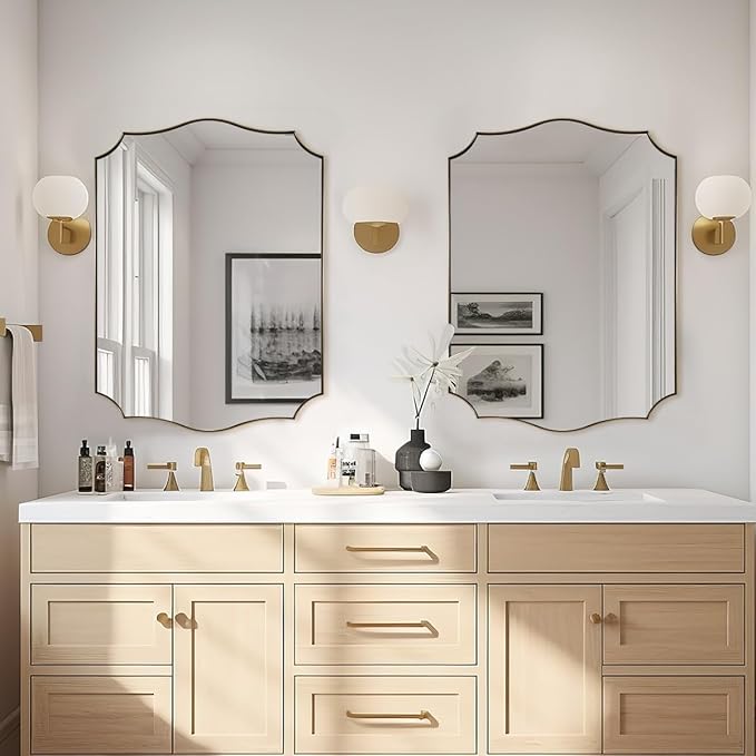 ANDY STAR Gold Vanity Mirror, 22x30 Inch Brushed Gold Mirror - Image 3