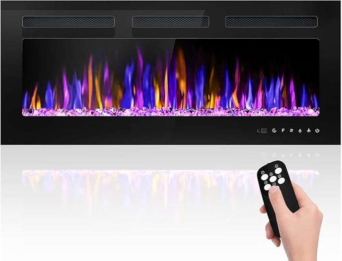 40" Electric Fireplace Wall Mounted and Recessed by BETELNUT