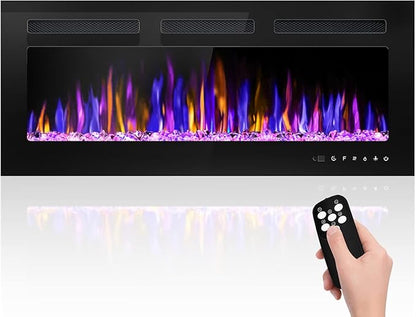 40" Electric Fireplace Wall Mounted and Recessed by BETELNUT