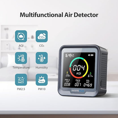 INKBIRDPLUS NDIR Co2 Monitor, Indoor Air Quality Monitor Battery Powered - Image 2