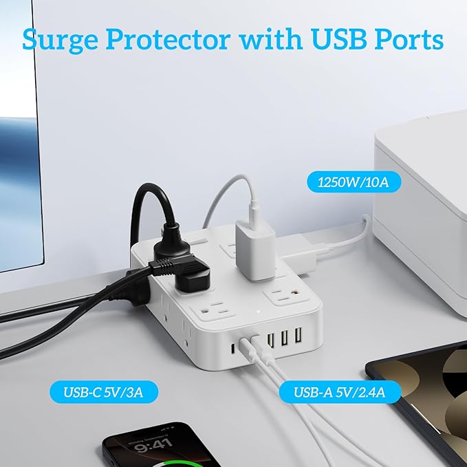 Solidock Flat Plug Power Strip Surge Protector - Image 4