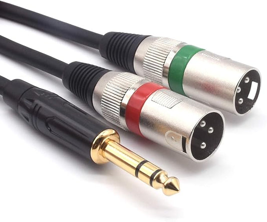 SiYear 10FT 6.35mm TRS Male Plug to 2 Dual XLR Male Stereo Unbalanced Y by SiYear
