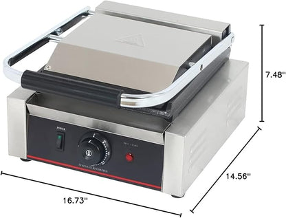 Commercial Panini Press With Grooved Grill Sandwich Maker Machine Electric - Image 3