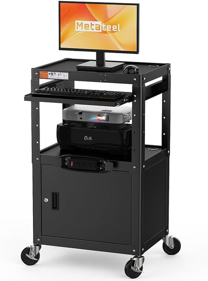 Steel Large AV Cart with Extra Storage by MetaTeel