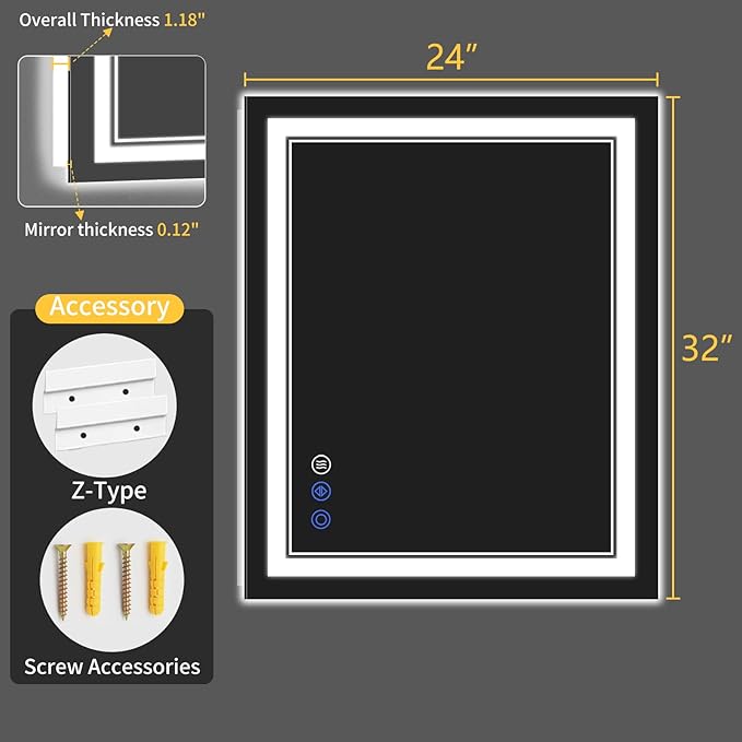 24"x32" LED Bathroom Mirror - Image 7