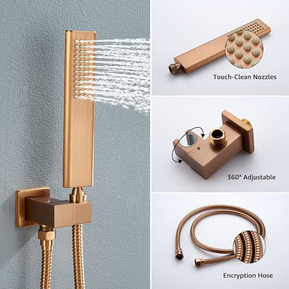 Iriber Brushed Rose Gold Rain Shower System - Image 4