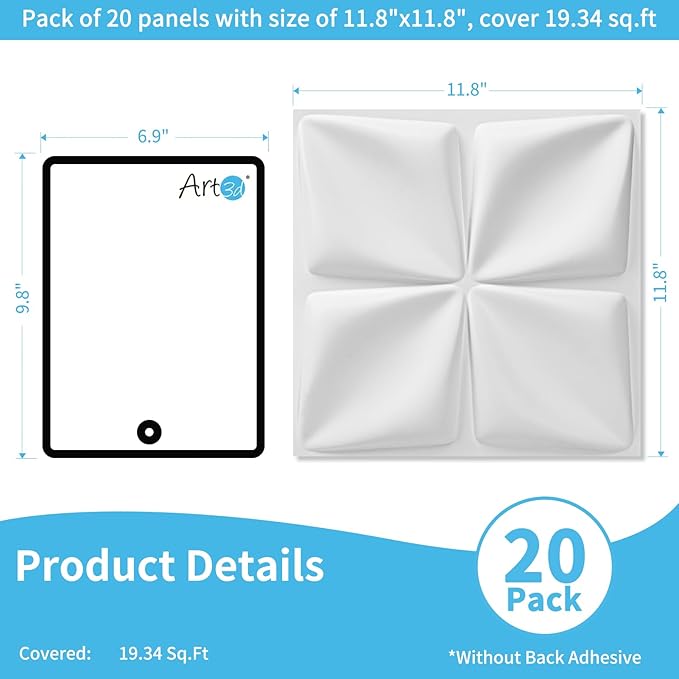 Art3d 20 Pack Decorative 3D Wall Panels, 19 Sq.Feet PVC Interior Wall Décor - Image 2