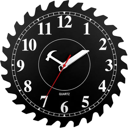 CIGERA 12 Inch Wall Clock with Circular Saw Blade Dial, Handsaw and Hammer by CIGERA