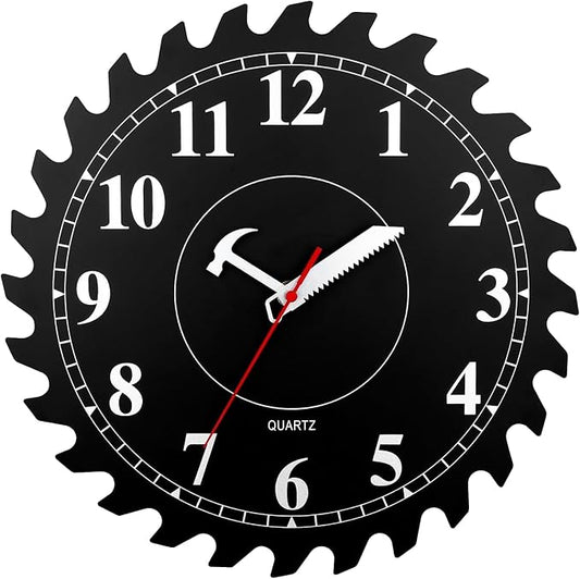 CIGERA 12 Inch Wall Clock with Circular Saw Blade Dial, Handsaw and Hammer by CIGERA