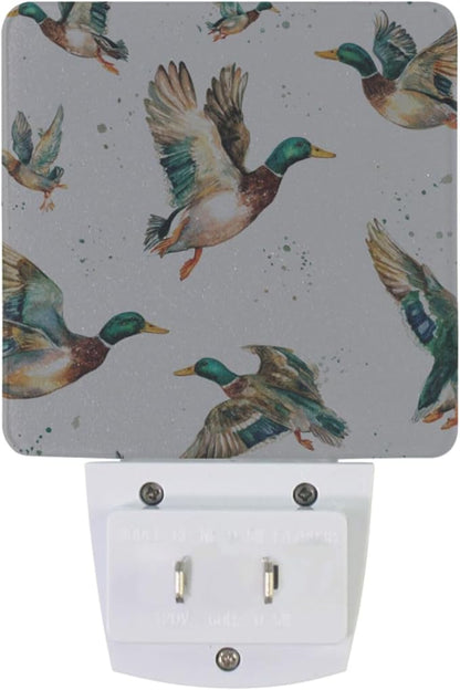 Pigsaly Led Night Light Watercolor Flying Mallard Ducks Night Light Plug in - Image 2