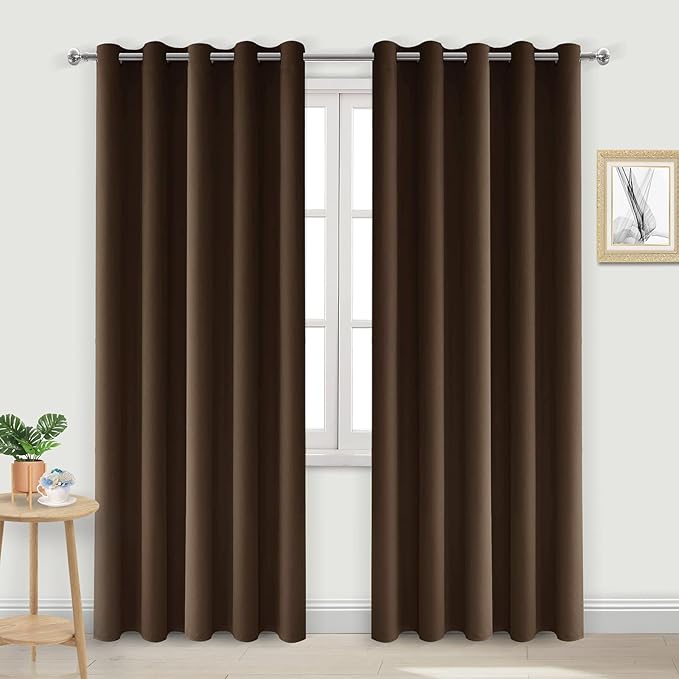 DWCN Brown Blackout Curtains for Living Room, Room Darkening Thermal Insulated by DWCN