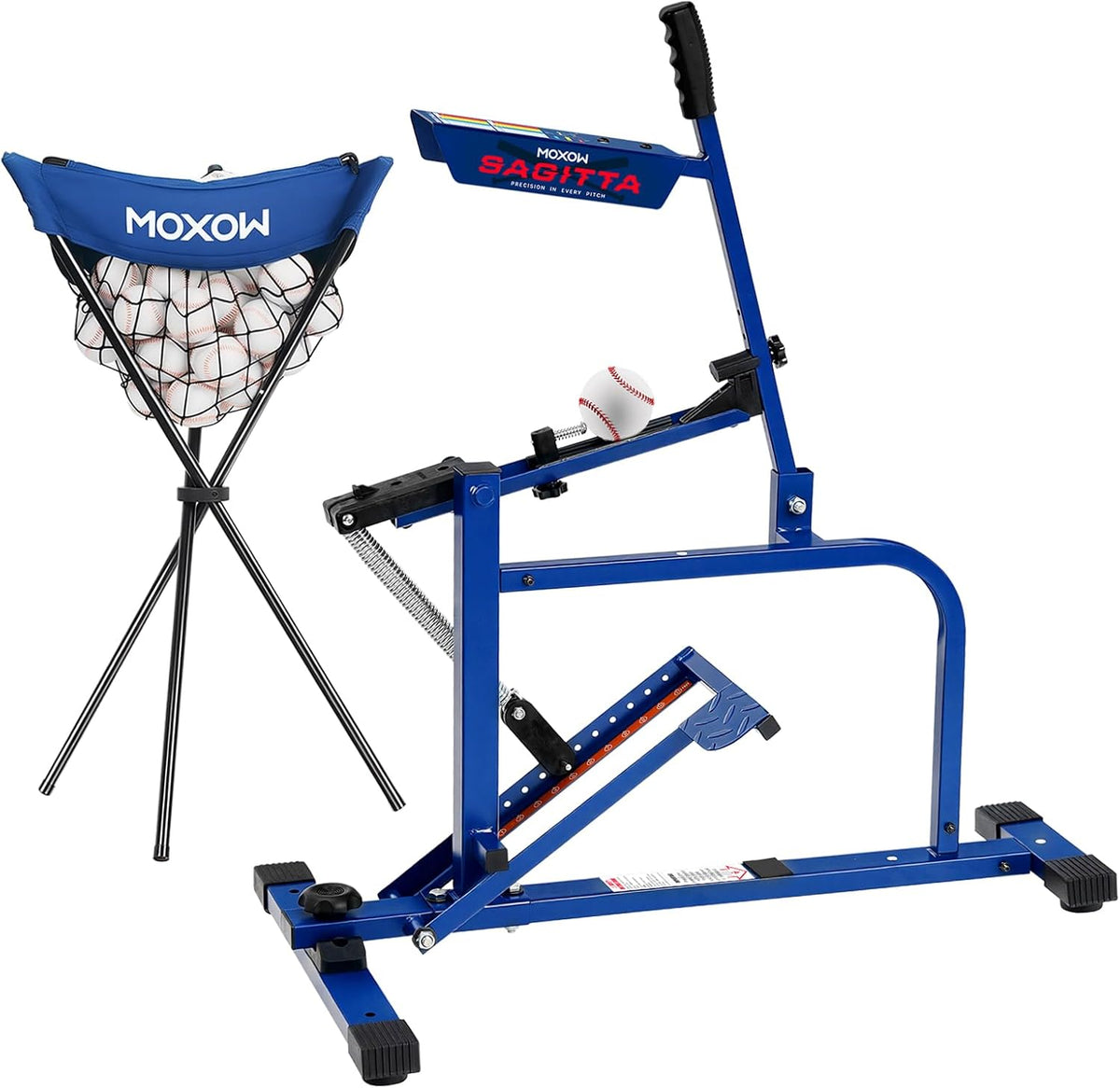 MOXOW Sagitta Manual Baseball & Softball Pitching Machine with Ball Caddy...