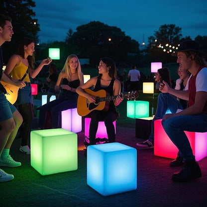 Mr.Go 15-Inch LED Cube Chair, 16 Dimmable RGB Colors Cube Seat w/Remote - Image 3