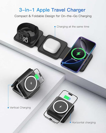 Magnetic Wireless Charger for iPhone: Fodable 3 in 1 Charging Station for - Image 3