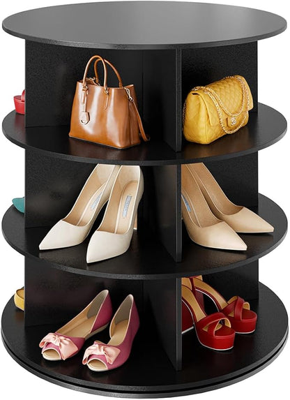 SpaceAid 3 Tier Rotating Shoe Rack Tower, Spinning Shoe Display Lazy Susan by SpaceAid