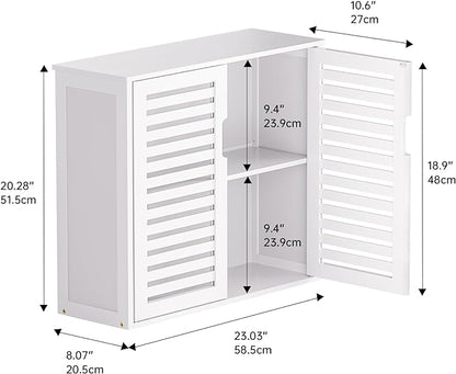 HITNET White Bathroom Cabinet Over Toilet, Bamboo Hanging Medicine Cabinet - Image 3