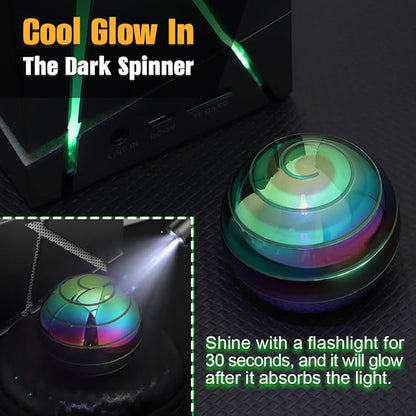 Luminous Kinetic Spinning Desk Toys, Metal Full Body Optical Illusion Fidget - Image 2