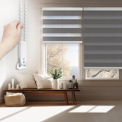 FOIRESOFT Standard Custom Blackout Zebra Roller Blinds Dual Layer Privacy Shade by Foiresoft
