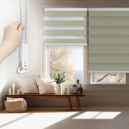 FOIRESOFT Standard Custom Blackout Zebra Roller Blinds Dual Layer Privacy Shade by Foiresoft
