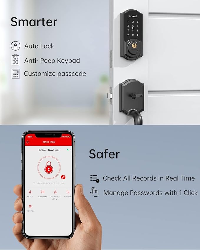 Smart Deadbolt, SMONET Keyless Entry Door Lock - Image 3