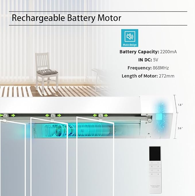 Blindify Motorized Sheer Vertical Blinds, Light Filtering Smart Rechargeable - Image 3