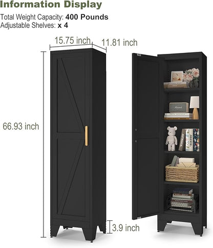 COFaR Tall Bathroom Cabinet, Metal Farmhouse Narrow Slim Storage Cabinet - Image 3