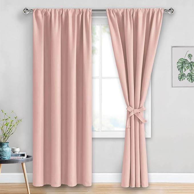 JIUZHEN Blush Pink Blackout Curtains by JIUZHEN