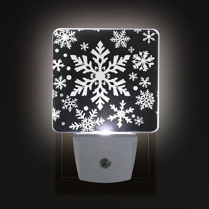 Pigsaly Led Night Light White Black Texture Christmas Snowflakes Night Light - Image 4