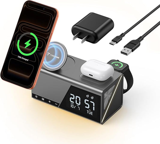 TobenONE 6-in-1 Alarm Clock Wireless Charging Station by TobenONE